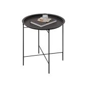 Hudson Home Round Side Table in Black Metal - 18.5 x 20.1-in