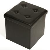 Pouf de rangement capitonné et pliable de 15", brun