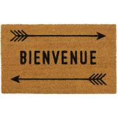 FHE Bienvenue Print Entrance Mat - Natural - Coir - 30-in L x 18-in W