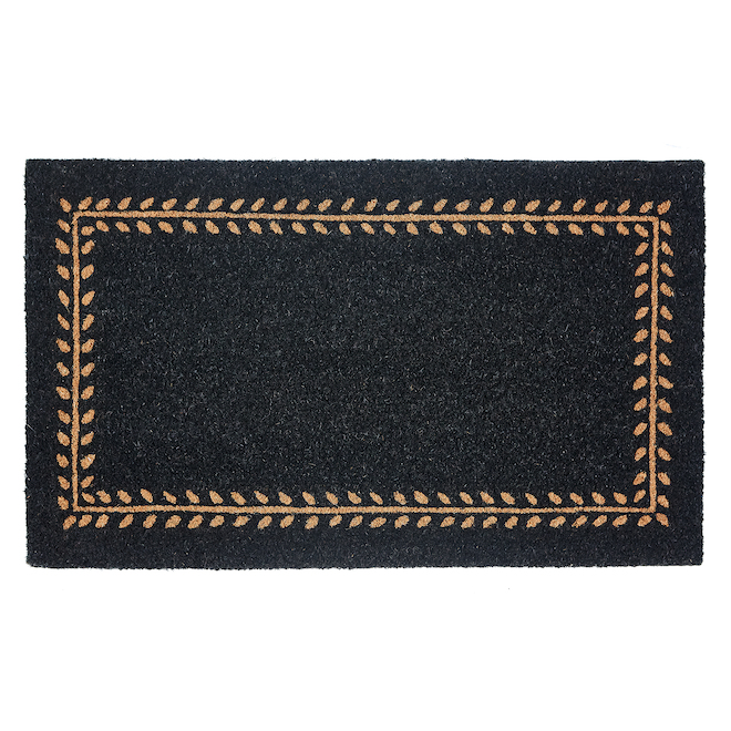 FHE Black Coir Entrance Mat with Border - 1.5-ft x 2.5-ft