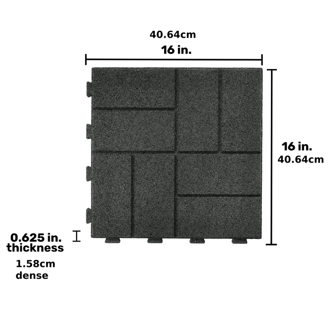 GroundSmart SmartLoc 16 x 16-in Black Rubber Paver