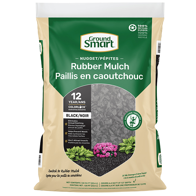 GroundSmart Black Rubber Mulch Nuggets 22.6 lb Bag