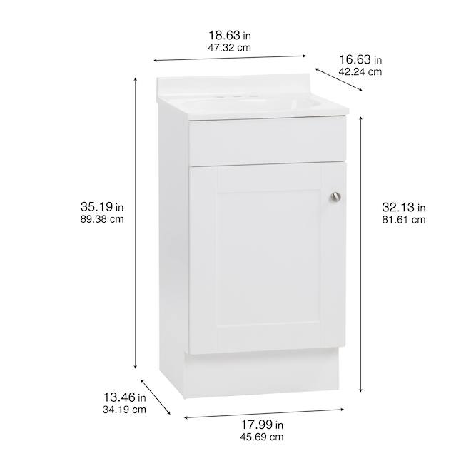 VALU+ Ohan 18-in Vanity Shaker Style with 1 door - White