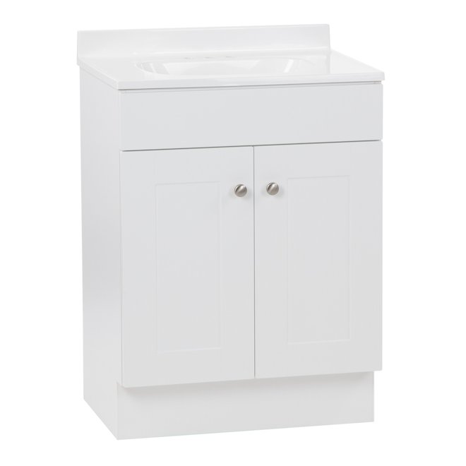 Meuble-lavabo Ohan VALU+ de style Shaker 24 po à 2 portes, blanc