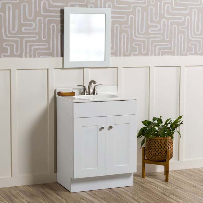 Meuble-lavabo Ohan VALU+ de style Shaker 24 po à 2 portes, blanc