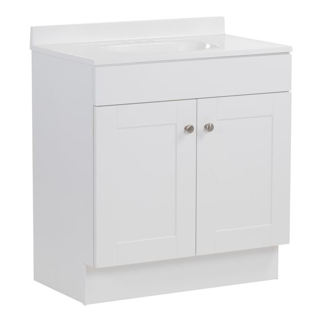 Meuble-lavabo Ohan VALU+ de style Shaker 30 po à 2 portes, blanc