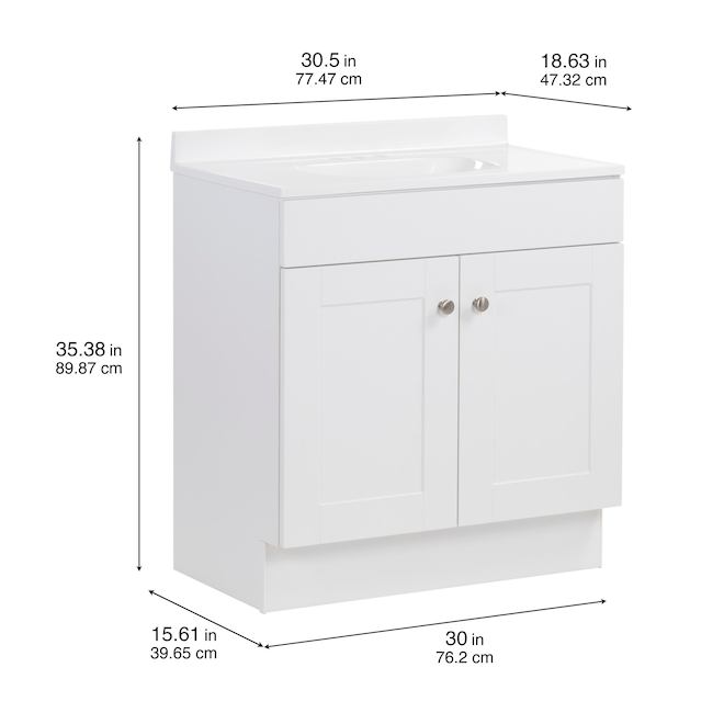 VALU+ Ohan 30-in Vanity Shaker Style with 2 Doors - White