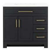 Landon & Co. Maria 36-in Vanity Shaker Style with 2 Doors and 4 Drawers - Matte Black