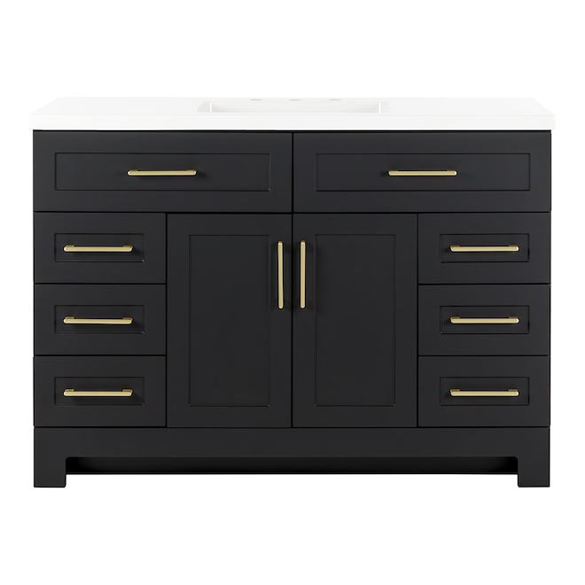 Landon & Co. Maria 48,5-in Vanity Shaker Style with 2 Doors and 8 Drawers - Matte Black