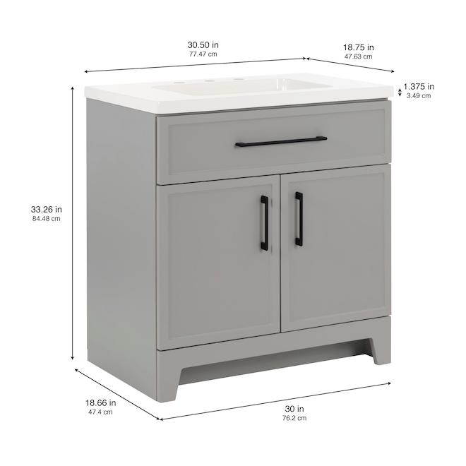 Landon & Co. Mabela 30,5-in Vanity Shaker Style with 2 Doors - Grey