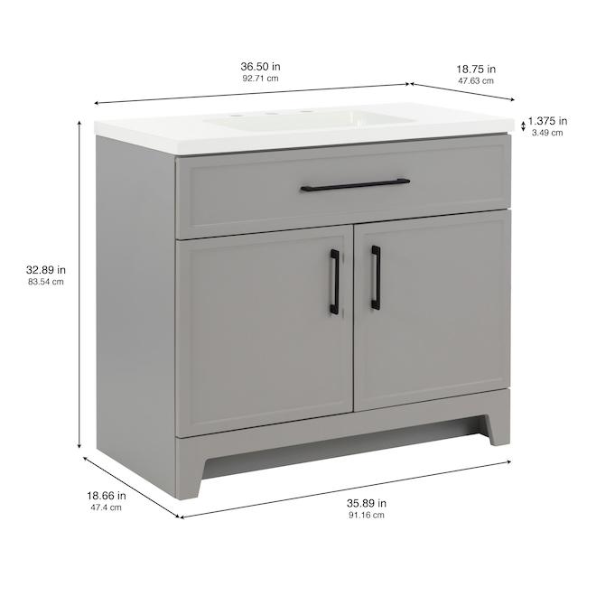 Landon & Co. Mabela 36-in Vanity Shaker Style with 2 Doors - Grey