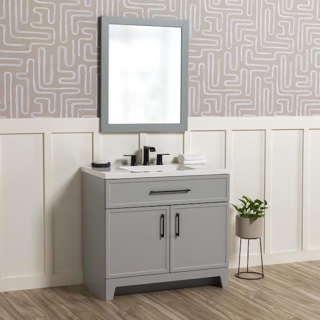 Landon & Co. Mabela 36-in Vanity Shaker Style with 2 Doors - Grey