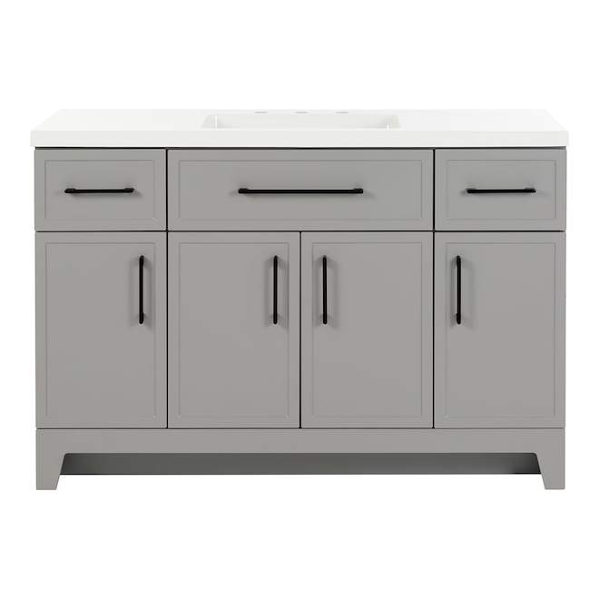 Landon & Co. Mabela 48-in Vanity Shaker Style with 4 Doors and 3 Drawers - Grey