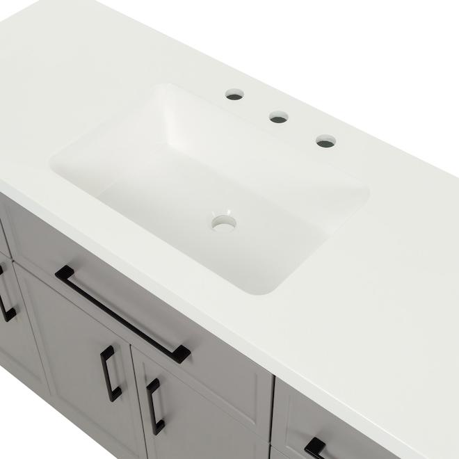 Meuble-lavabo Mabela Landon & Co. de style Shaker de 48 po à 4 portes et 3 tiroirs, gris