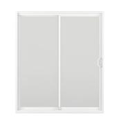 Nuance Tempered Clear Glass White Vinyl Double Patio Doors Left Opening 60 x 80 x 7.25-in