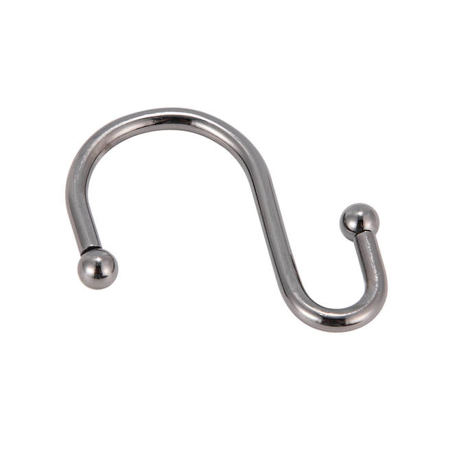 VALU+ Metal Black Finish Shower Curtain Hooks - 12-Pack