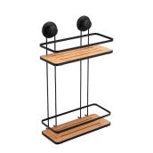VALU+ 2-Layer Iron/Bamboo Shower Caddy - Black/Natural