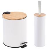 VALU+ White/Bamboo 2-Pc Bathroom Accessory Set