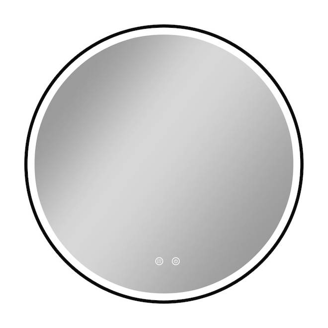 VALU+ 27.5 x 27.5-in Matte Black Illuminated LED Round Mirror
