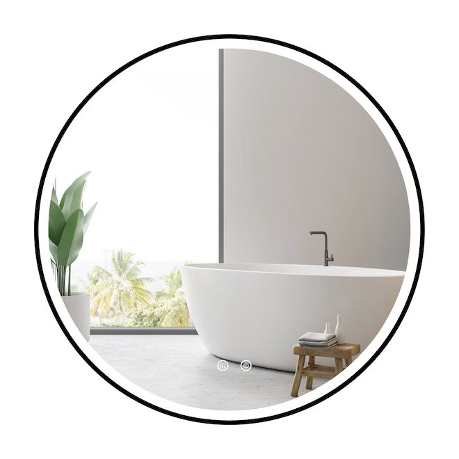 VALU+ 27.5 x 27.5-in Matte Black Illuminated LED Round Mirror