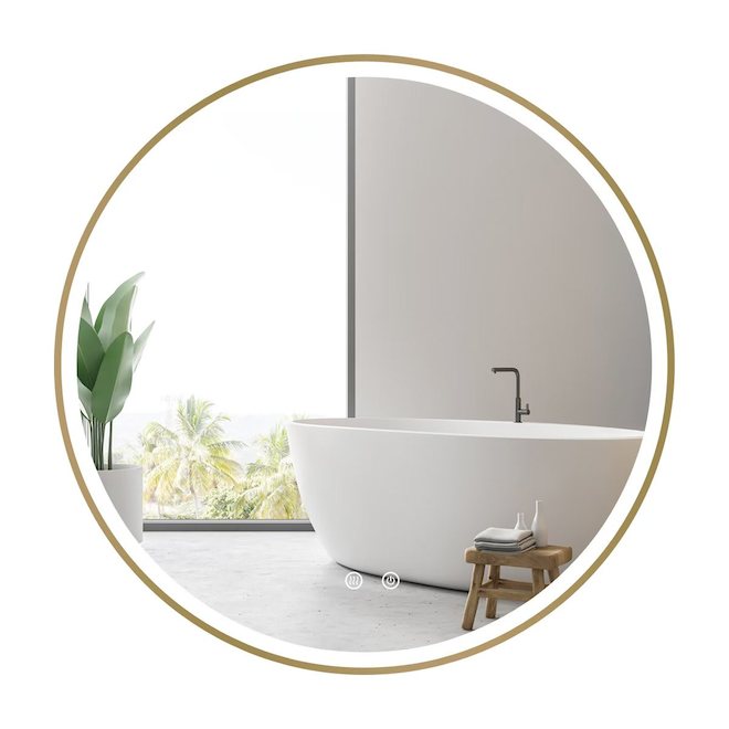 VALU+ 27.5 x 27.5-in Gold Illuminated LED Round Mirror