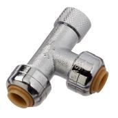 Tee in Brass - Push-fit - Silver / 1/4'' x ¼// x 3/8//
