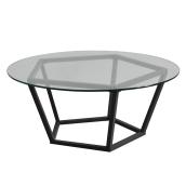 Patio Coffee Table with Glass Top - Maxfield - Black