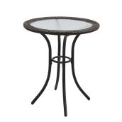 Style Selections Spruce Hills Round Patio Brown Bistro Table Steel and Tempered Glass 28-in