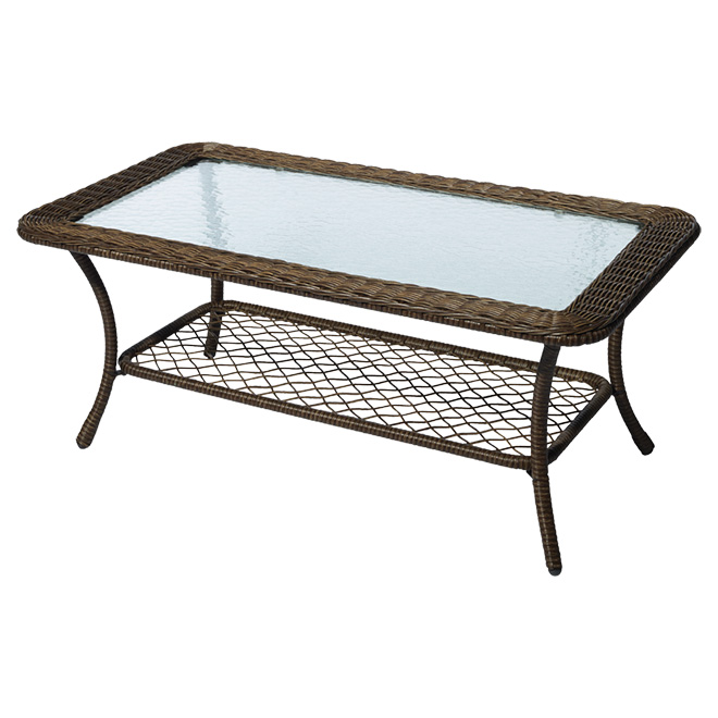 Style Selections Spruce Hills 42-in x 17-in Brown Patio Coffee Table