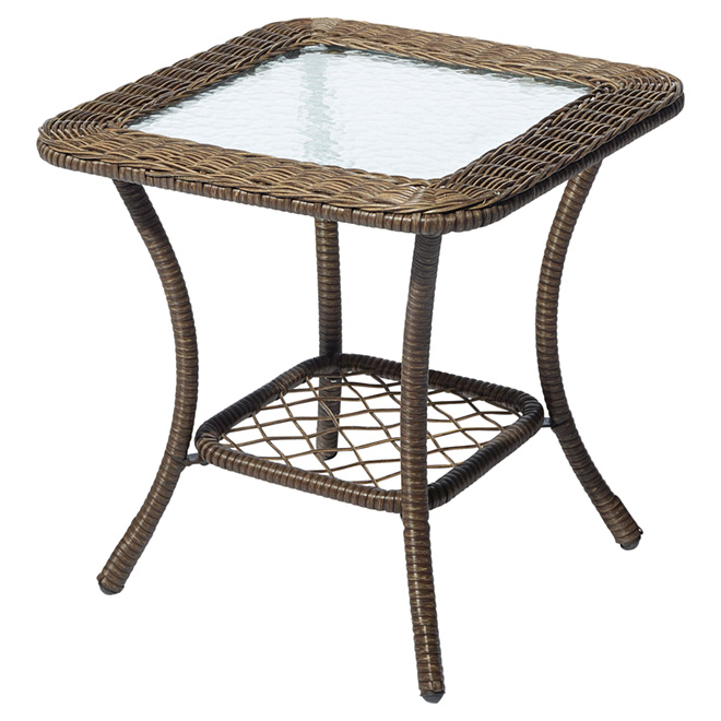 Style Selections Spruce Hills Brown 20-in x 20-in Patio Side Table