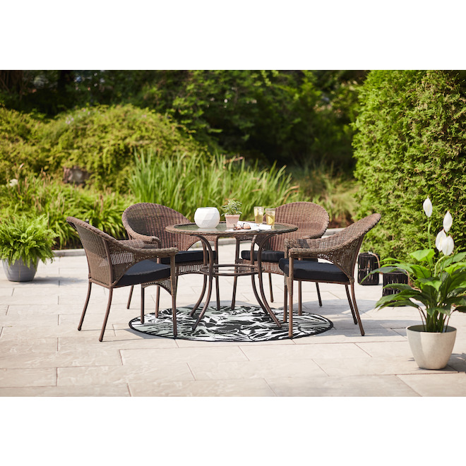 Table de patio ronde Style Selections Spruce Hills en verre trempé de 39 1/2 po