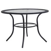Round Table - 39.5" x 39.5" x 29" - Steel/Glass/Wicker - Black