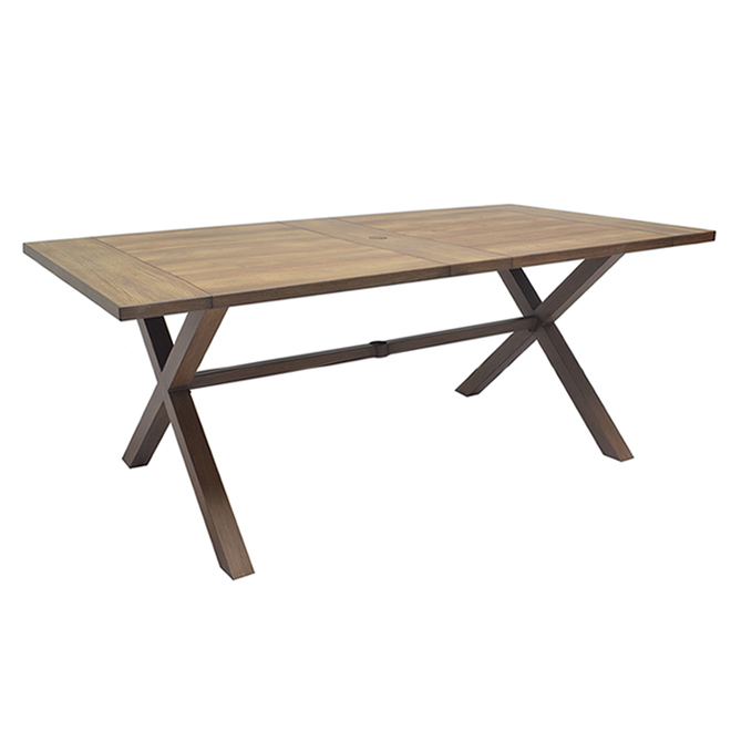 Style Selections Farmhouse Dining Table Steel Brown 70 In X 40 29 Lg 19110 T Rona - Farmhouse Steel Outdoor Patio Dining Table