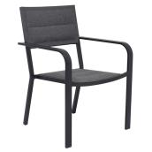 Chaise de patio Allen + Roth empilable en acier noire et grise foncée