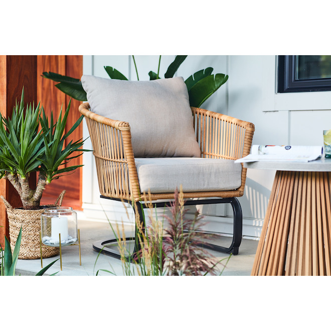 Allen + Roth Anchora 3-Piece Steel and Wicker Patio Chat Set