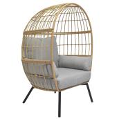 Origin 21 Atwood Woven Metal Frame Stationary Egg Chair with Grey Cushion Seat