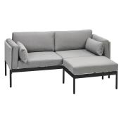 Style Selections 2-Piece Black Steel Sofa and Ottoman Set with Grey Cushions