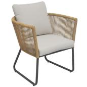 Landon & Co. Bondi Set of 2 Dining Chairs with Black Steel Frame and Beige Cushions