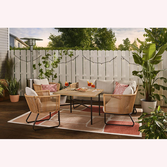 Landon & Co. Bondi Set of 2 Dining Chairs with Black Steel Frame and Beige Cushions