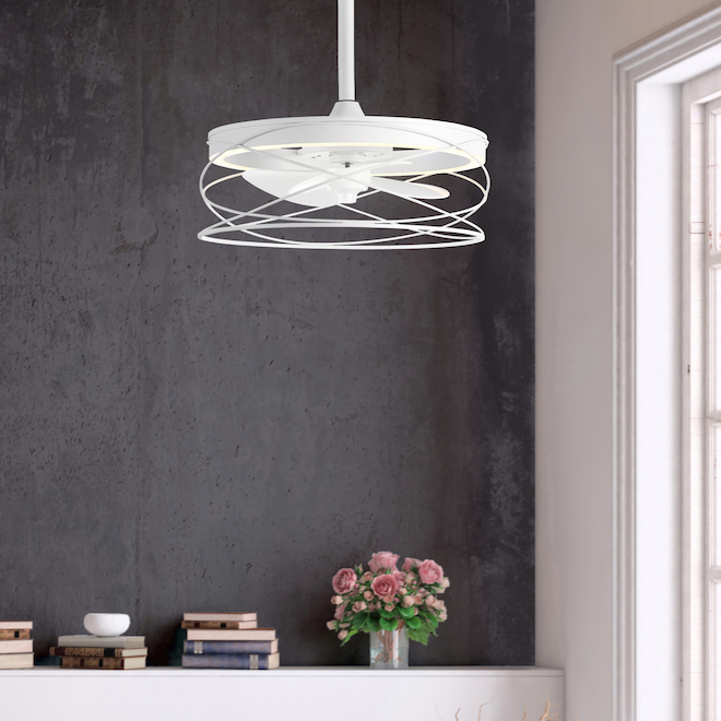 Ove Decors 18-in White LED Remote-Controlled Ceiling Fan - 3-Blade