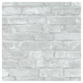 Wallpaper - Bricks - 20.5" x 18' - Grey/White
