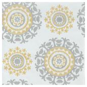Brewster Wallcovering Vinyl Suzani Wallpaper - Yellow/Grey - Peel and Stick - 18-ft L x 20 1/2-in W