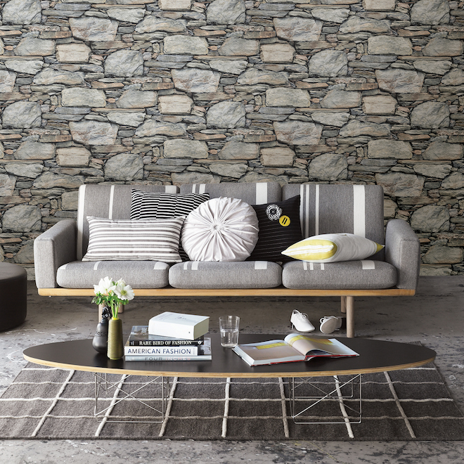 Wallpaper- Stone Design- 20.5" x 33' - Grey