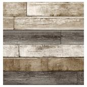 Papier peint allure de planches, 20,5" x 33', taupe/gris