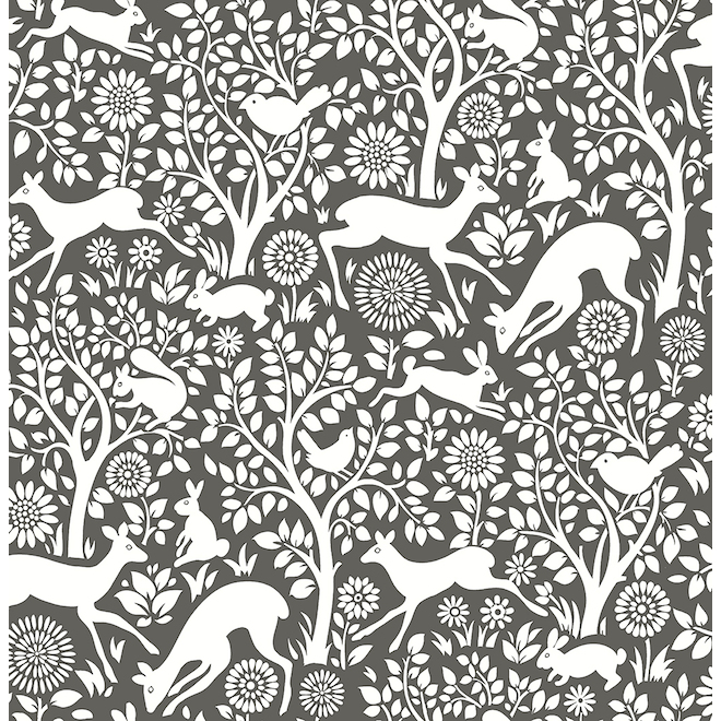 A Street Prints Seeger Charcoal Meadow Wallpaper Unpasted 56.4 sq