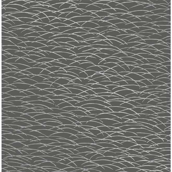 A-Street Prints Hono Black Wallpaper Abstract Wave 56.4 sq ft