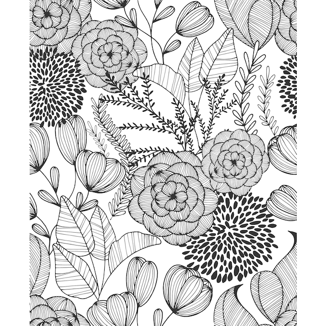 NuWallpaper Peel and Stick Wallpaper with Black Floral Pattern - 20.5-in x 18-ft.