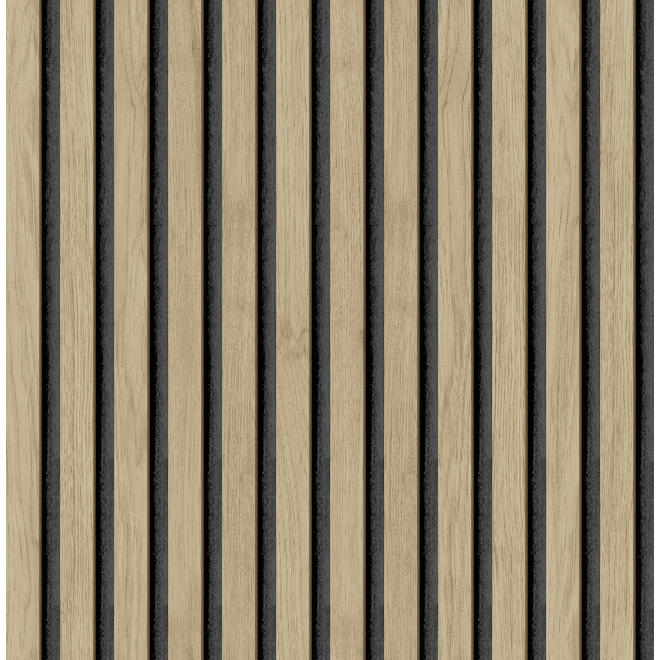 Papier peint peler et coller NuWallpaper, motif de lattes de bois chêne et charbon, 20,5 po x 18 pi