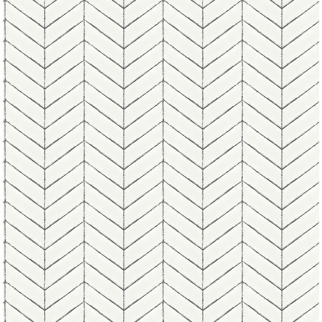 NuWallpaper Peel-and-Stick Wallpaper - Grey and White Herringbone Pattern - 20.5-in x 18-ft