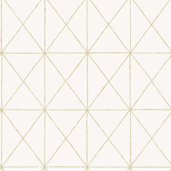 NuWallpaper Peel-and-Stick Wallpaper - White and Gold Geometric Pattern - 20.5-in x 18-ft